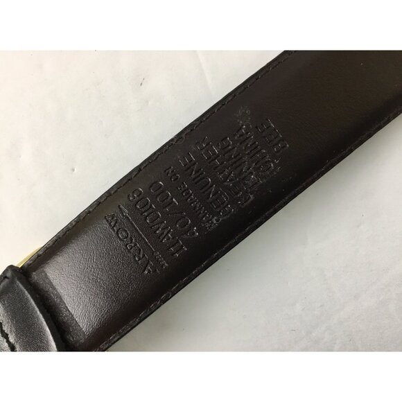Arrow Belt Mens Size 40 Black Leather Lining Gold Tone Buckle Adjustable - Picture 2 of 6